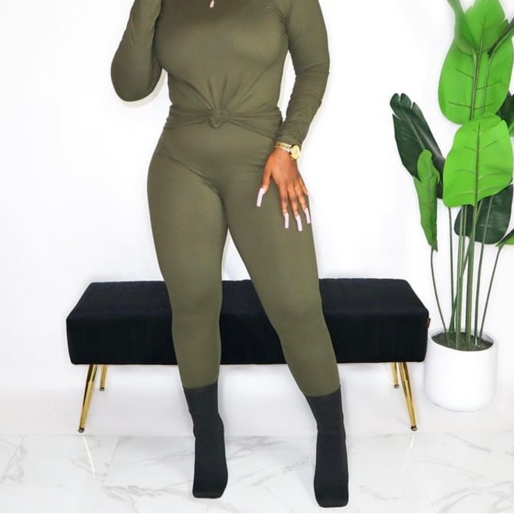 Army green Turtleneck/legging set
